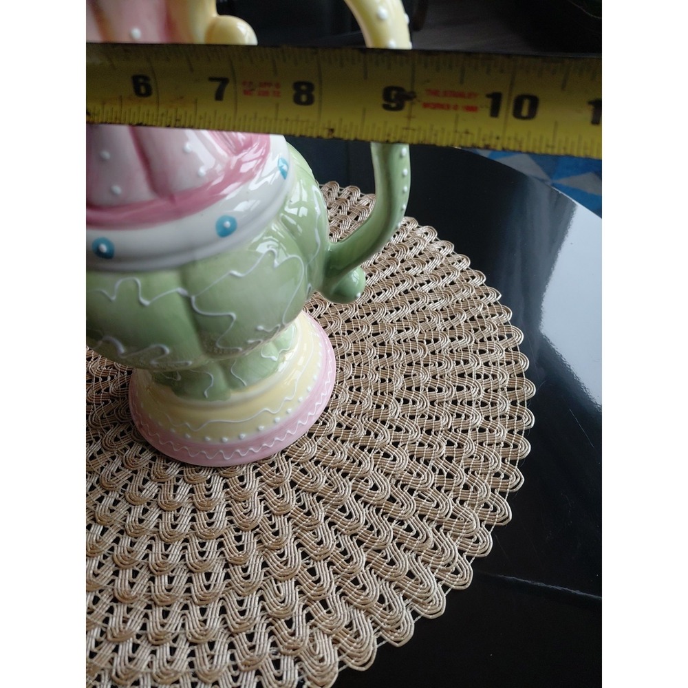 Whimsical Teapot Table Lamp Pastel Colors Butterfly Ceramic Artsy - Picture 8 of 8